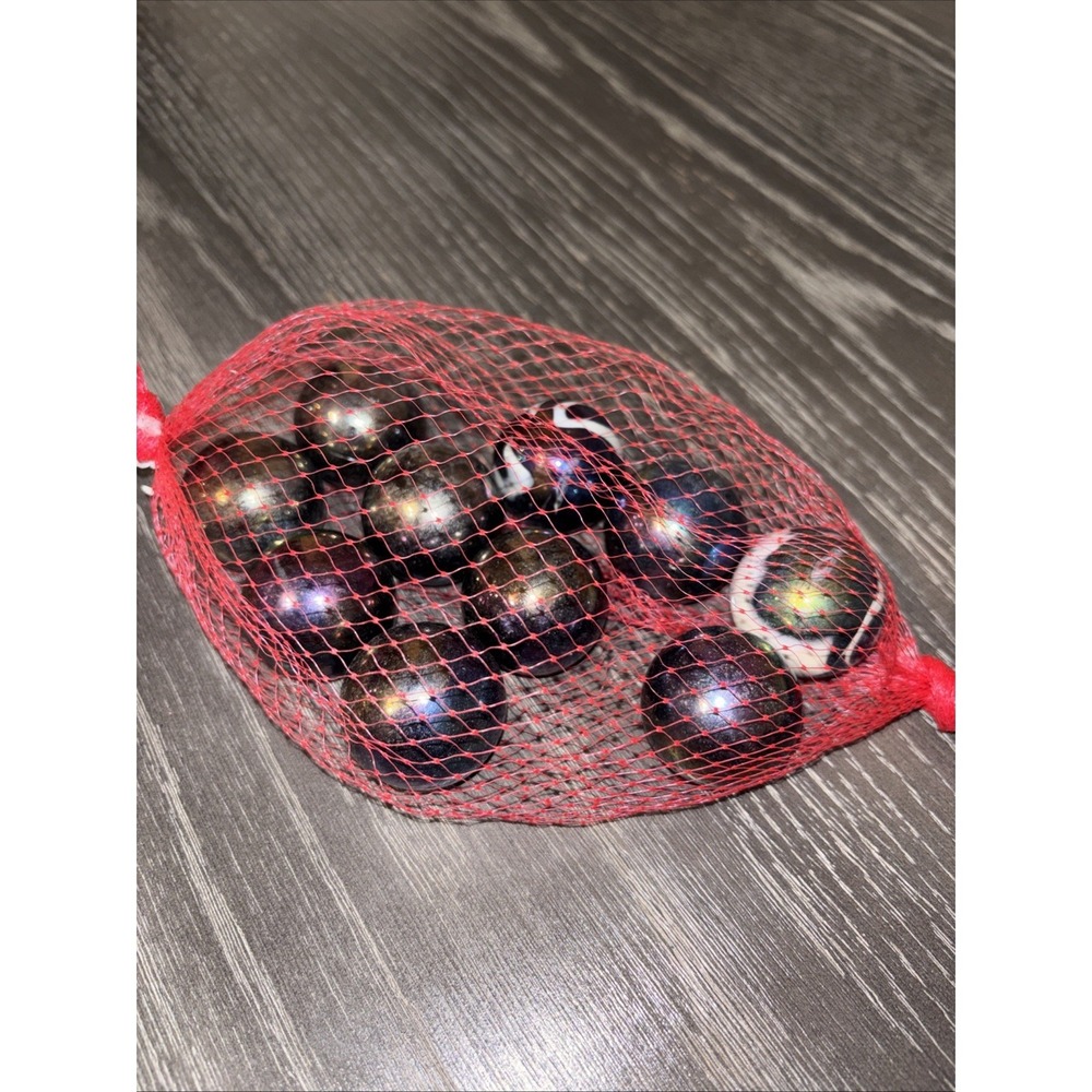 Lot of 10 Iridescent Glass Marbles Metallic Shades Of Dark Blue Purple Silver Lg